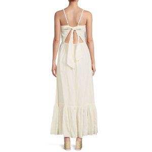 Joie Elissabet Metallic Striped Maxi Dress Buttercream Large